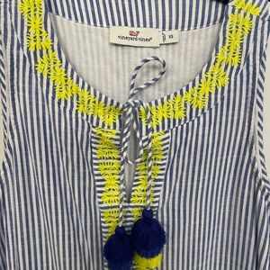 New summer dress cotton blue, white and yellow